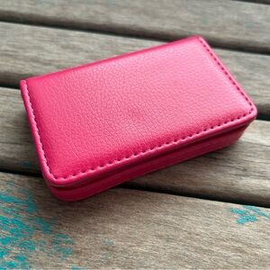 Pink Faux Leather Business Card Holder- NEW